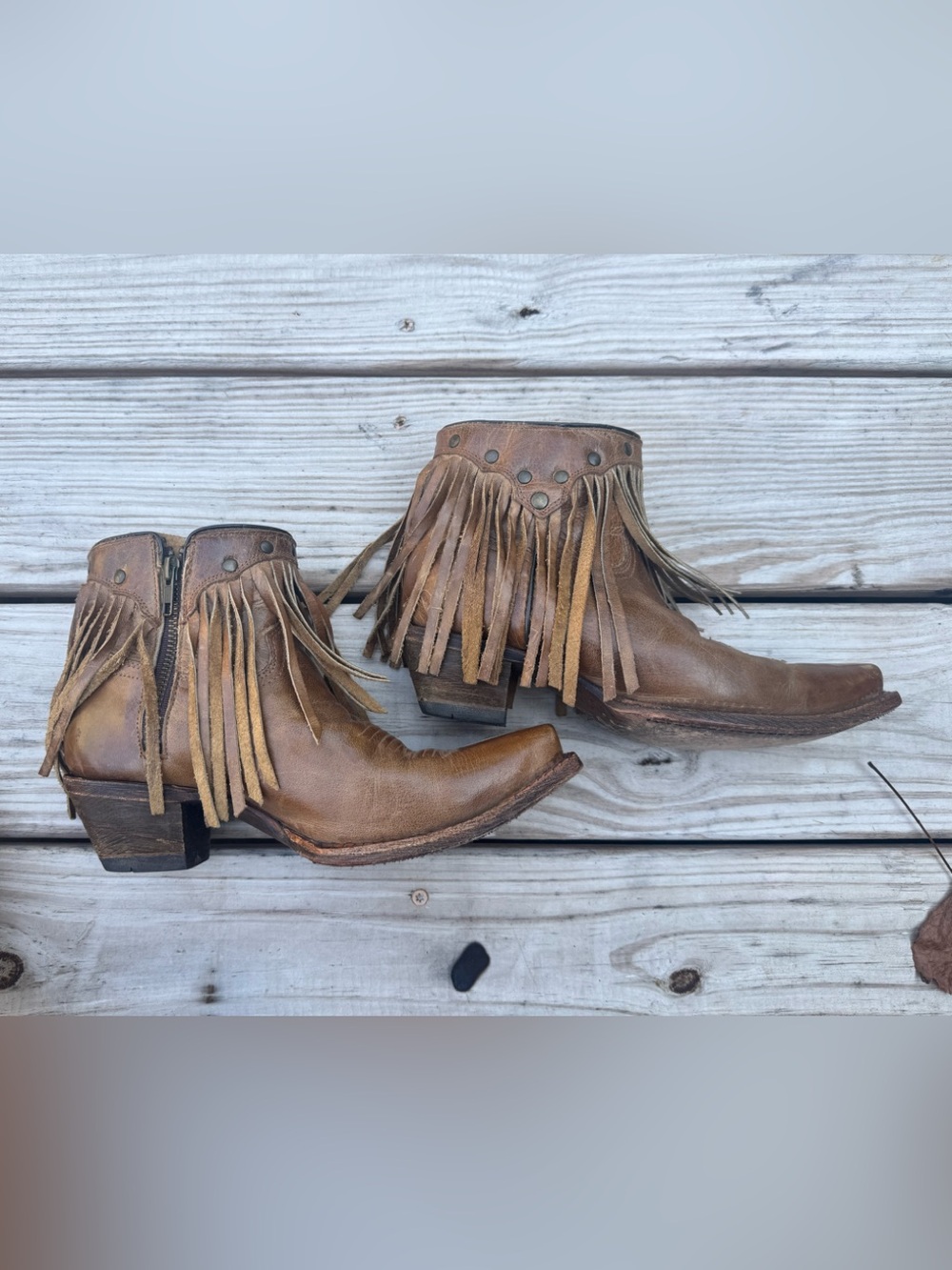 Corral Fringe Leather Ankle Boots